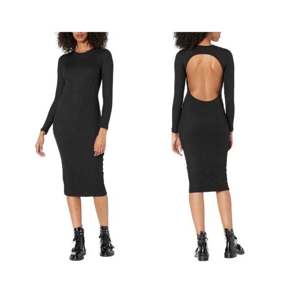 ALLSAINTS Molly Ribbed Open Back Long Sleeve Midi Dress Size 6 - Picture 1 of 13